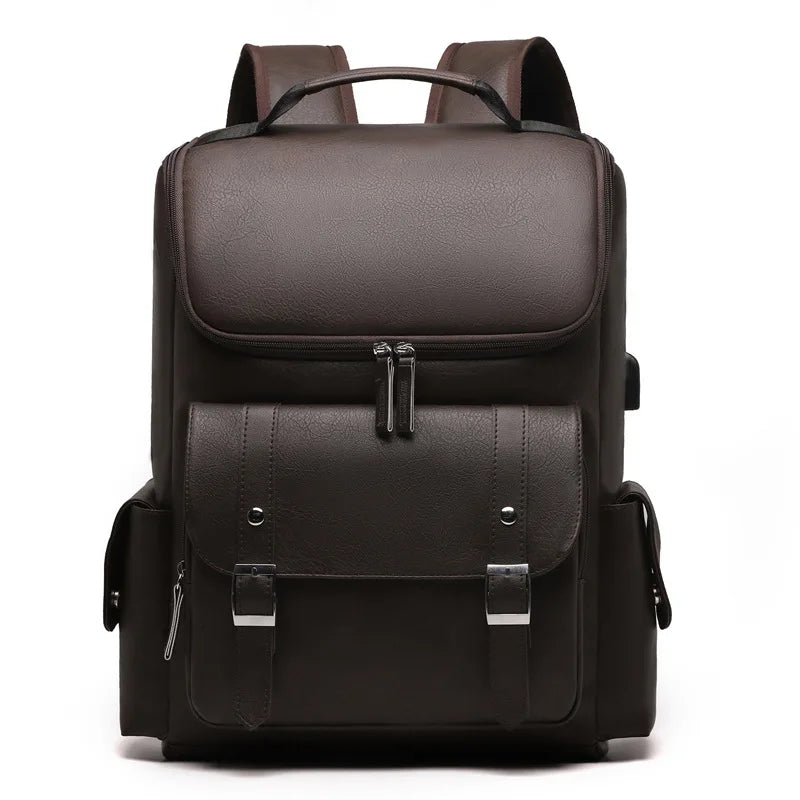 Mochila vintage de cuero con cuero sintetico de gran capacidad, diseño elegante y funcional para el día a día.