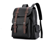 Mochila vintage de cuero gran capacidad en color negro, ideal para uso diario y trabajo.