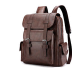 Mochila vintage de cuero con cuero sintetico gran capacidad en color marrón, elegante y funcional.